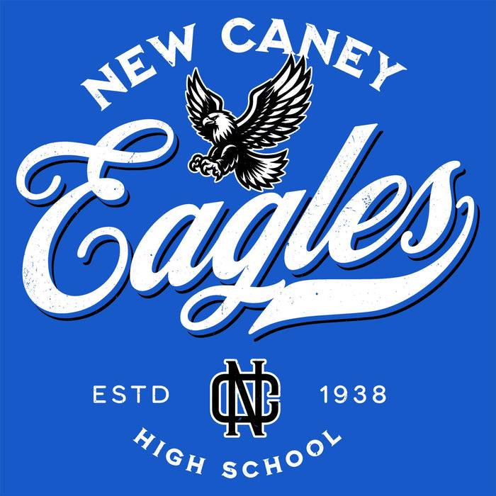 Close-up view of New Caney High School Eagles Royal Blue Classic Unisex T-shirt 226