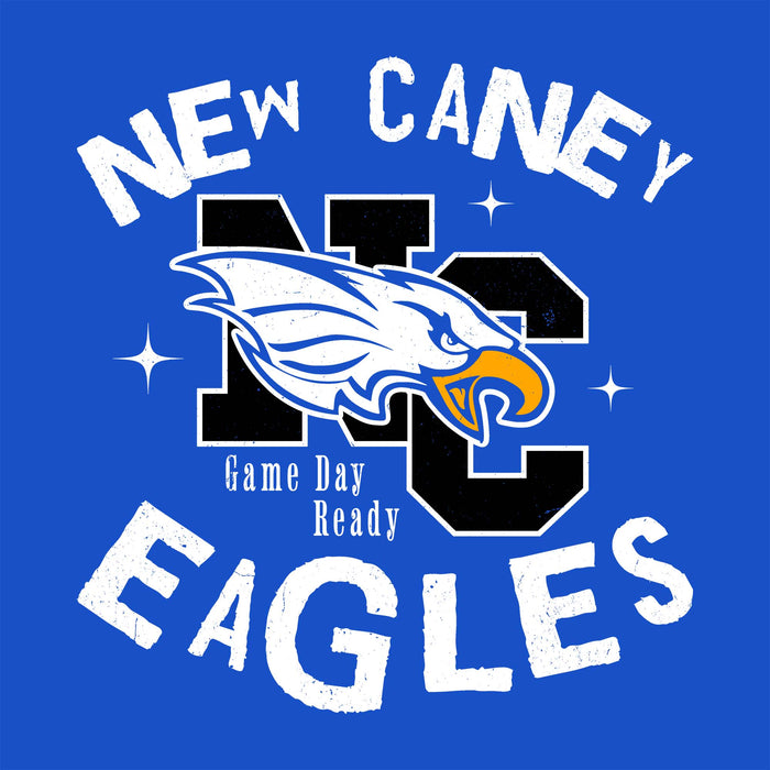 Close-up view of New Caney High School Eagles Royal Blue Classic Unisex T-shirt 228