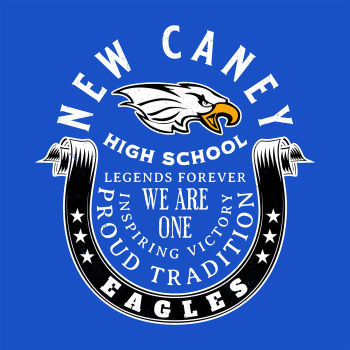 Close-up view of New Caney High School Eagles Royal Blue Classic Unisex T-shirt 229