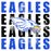 Close-up view of New Caney High School Eagles Unisex 3/4 sleeve Raglan T-shirt 233