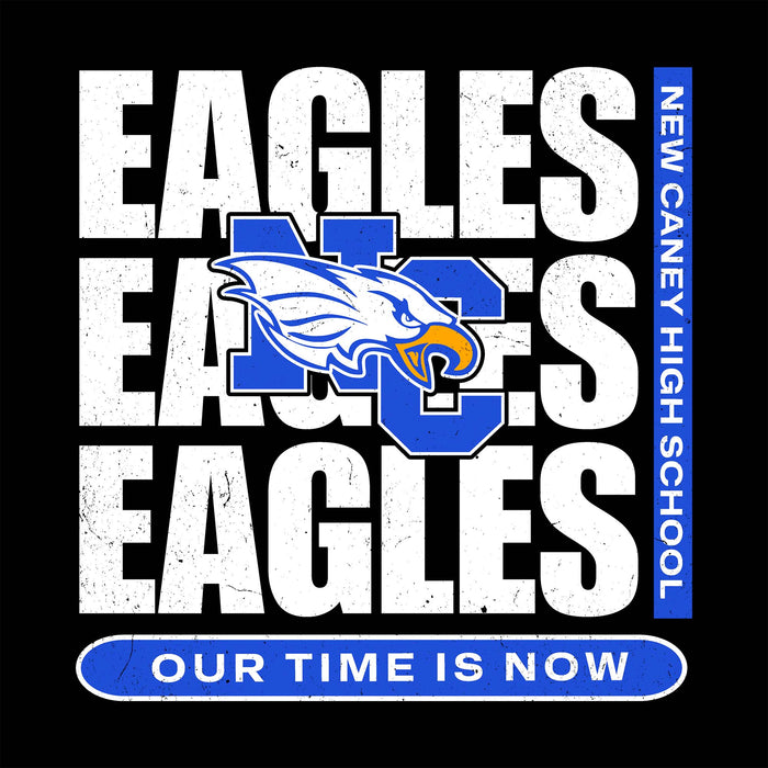 Close-up view of New Caney High School Eagles Unisex 3/4 sleeve Raglan T-shirt 235