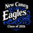 New Caney Eagles Class of 2026 design with blue and white text on a black background - Design 253