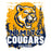 Close-up view of Nimitz High School Cougars Unisex 3/4 Sleeve Raglan T-shirt 202