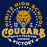 Close-up view of Nimitz High School Cougars Navy Blue Classic Unisex T-shirt 206