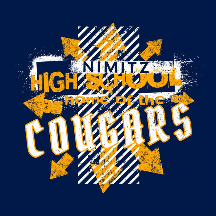 Close-up view of Nimitz High School Cougars Navy Blue Premium Unisex Hoodie 210