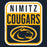 Close-up view of Nimitz High School Cougars Navy Blue Classic Unisex T-shirt 001