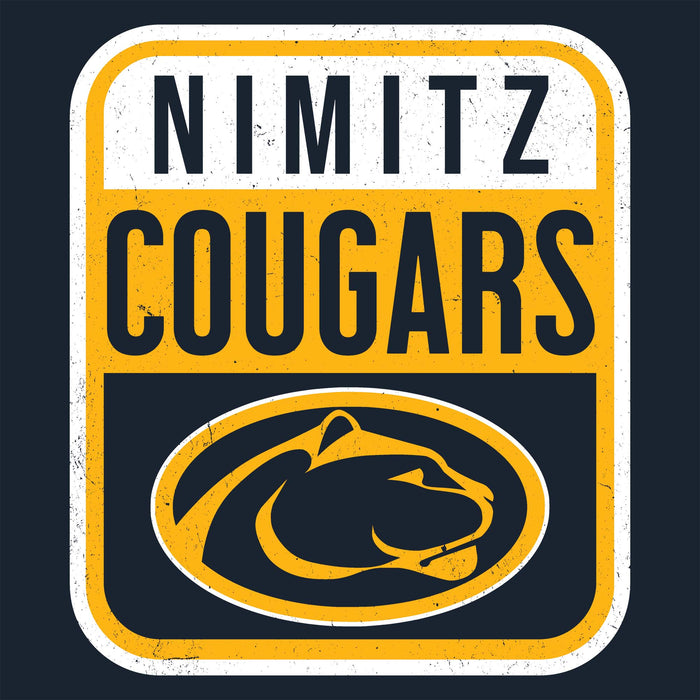 Close-up view of Nimitz High School Cougars Women's Navy Blue SoftStyle T-shirt 001