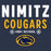 Close-up view of Nimitz High School Cougars Unisex 3/4 Sleeve Raglan T-shirt 003