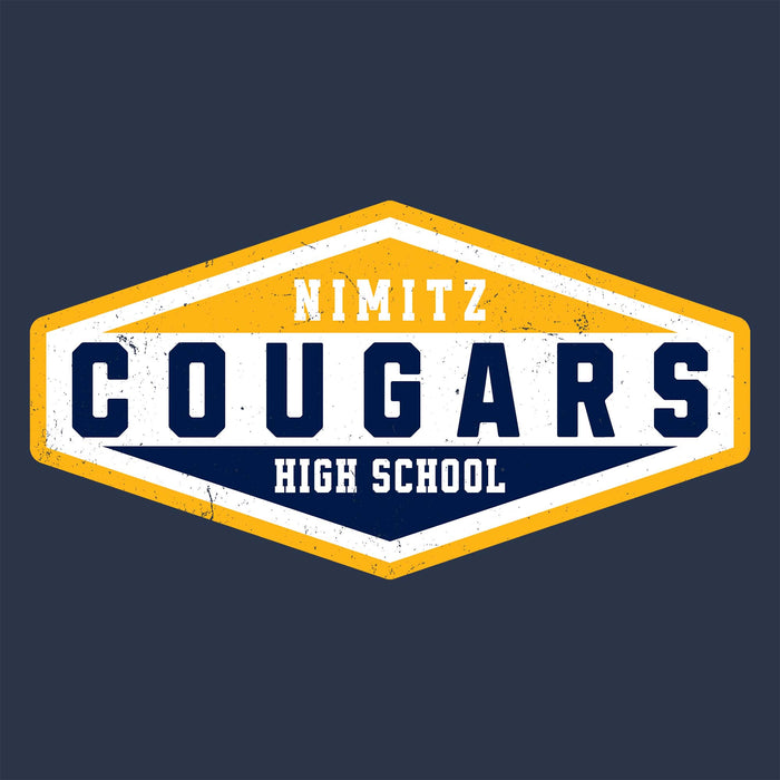 Close-up view of Nimitz High School Cougars Unisex 3/4 Sleeve Raglan T-shirt 009