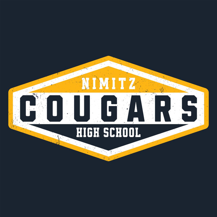 Close-up view of Nimitz High School Cougars Navy Blue Classic Unisex T-shirt 009