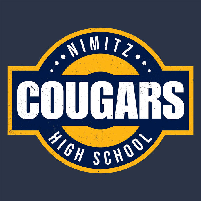 Close-up view of Nimitz High School Cougars Unisex 3/4 Sleeve Raglan T-shirt 011