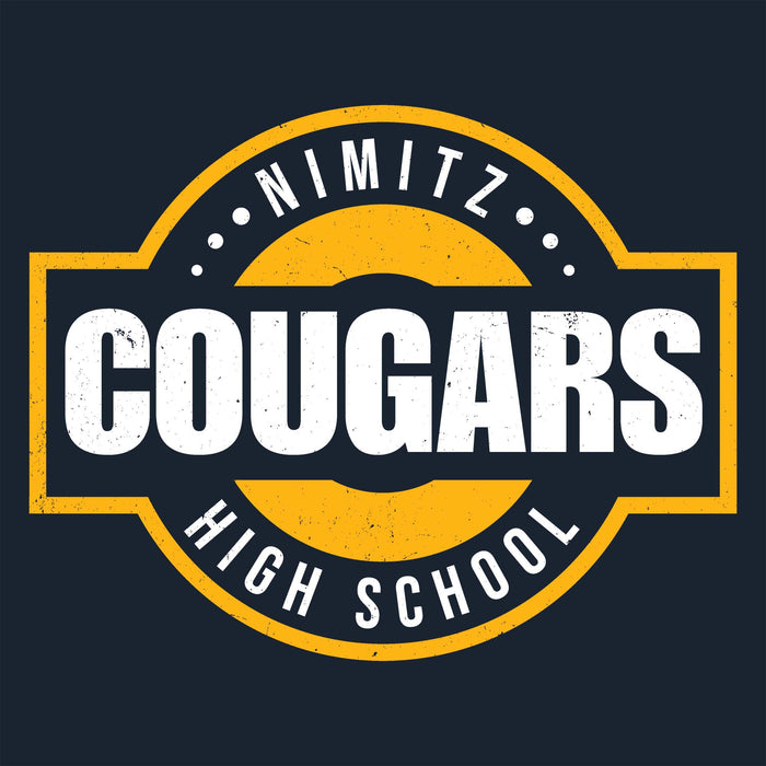 Close-up view of Nimitz High School Cougars Women's Navy Blue SoftStyle T-shirt 011