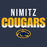 Close-up view of Nimitz High School Cougars Unisex 3/4 Sleeve Raglan T-shirt 024