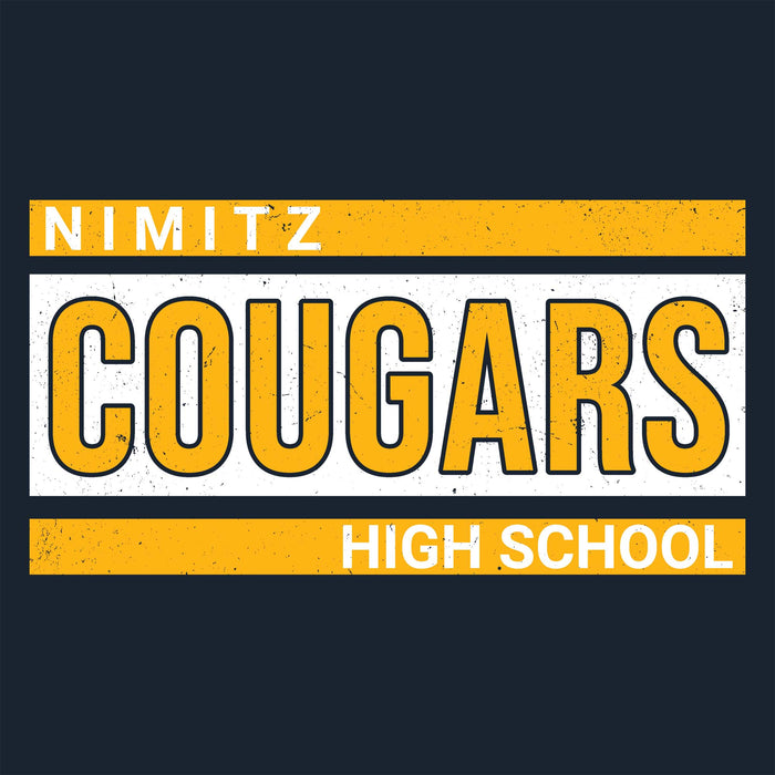 Close-up view of Nimitz High School Cougars Women's Navy Blue SoftStyle T-shirt 098