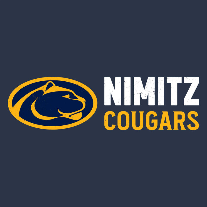 Nimitz Cougars logo with a cougar head design on a dark background - Raglan t-shirt design 200