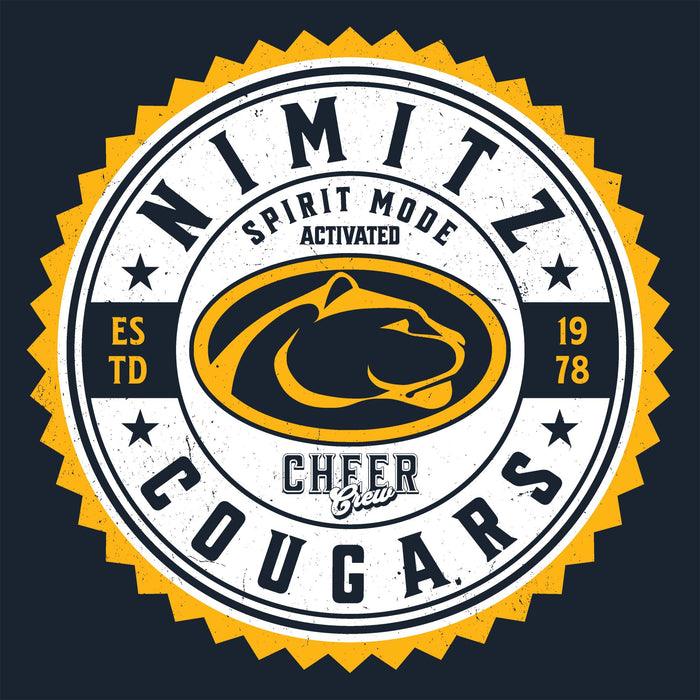Close-up view of Nimitz High School Cougars Women's Navy Blue SoftStyle T-shirt 203
