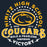 Close-up view of Nimitz High School Cougars Women's Navy Blue SoftStyle T-shirt 206