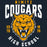 Close-up view of Nimitz High School Cougars Women's Navy Blue SoftStyle T-shirt 213