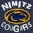 Close-up view of Nimitz High School Cougars Unisex 3/4 Sleeve Raglan T-shirt 228