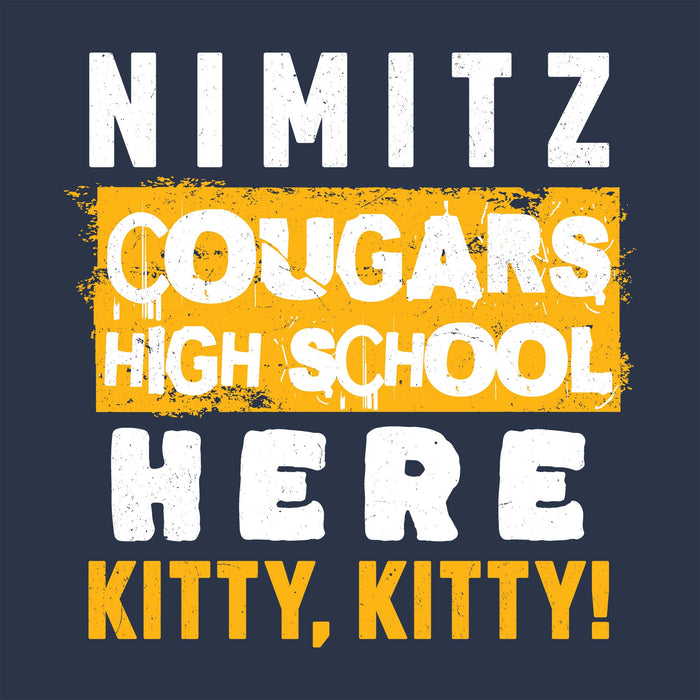 Close-up view of Nimitz High School Cougars Unisex 3/4 Sleeve Raglan T-shirt 231
