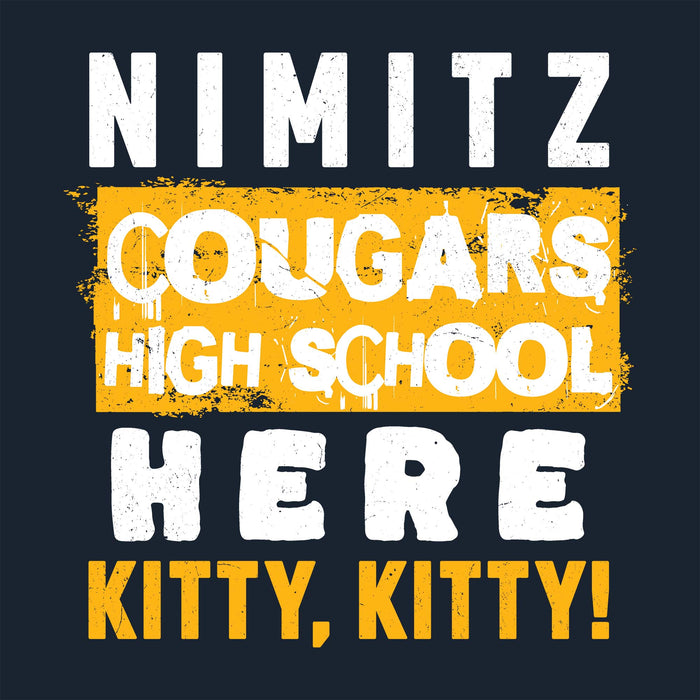 Close-up view of Nimitz High School Cougars Navy Blue Classic Unisex T-shirt 231