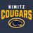 Close-up view of Nimitz High School Cougars Unisex 3/4 Sleeve Raglan T-shirt 234