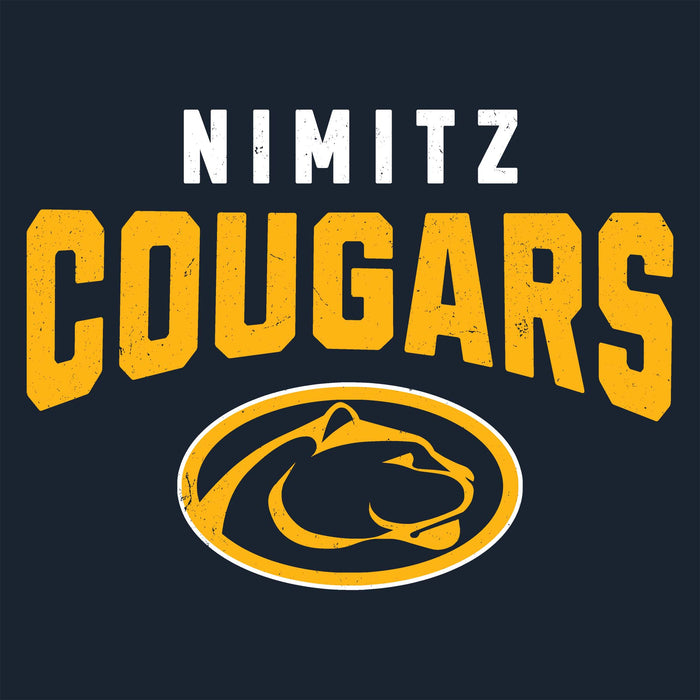 Nimitz Cougars logo with a cougar emblem on a dark background - Classic t-shirt design 234