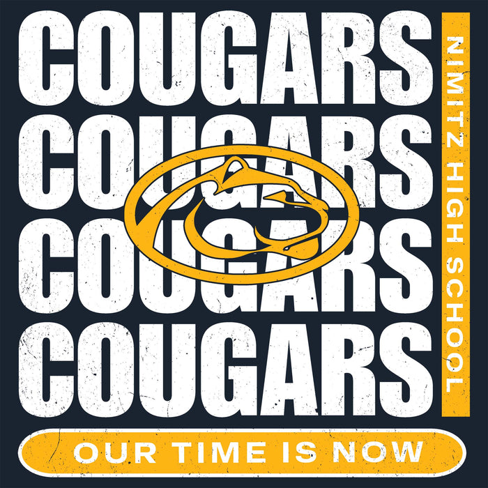 Close-up view of Nimitz High School Cougars Navy Blue Classic Unisex T-shirt 235