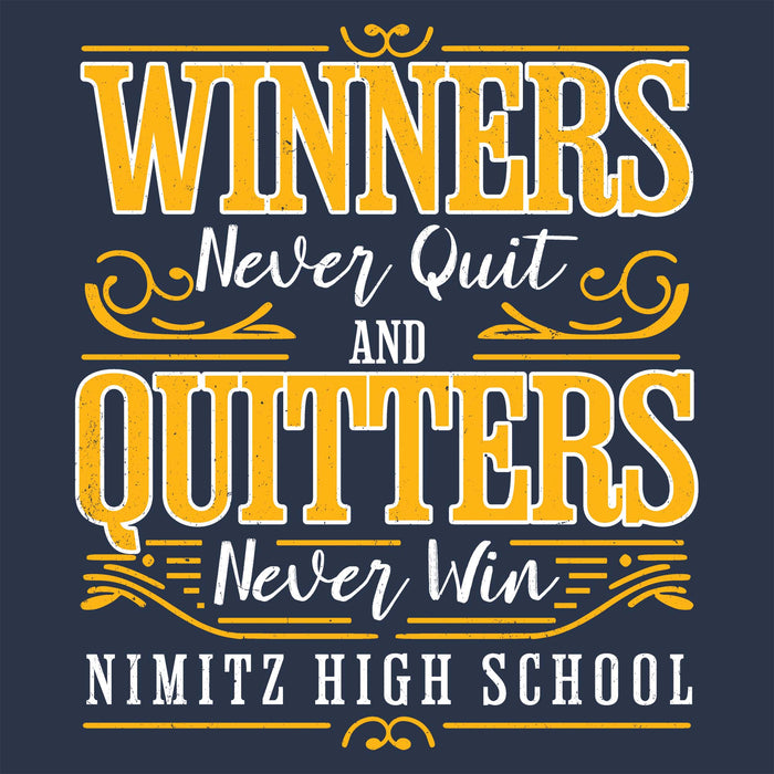 Close-up view of Nimitz High School Cougars Unisex 3/4 Sleeve Raglan T-shirt 237