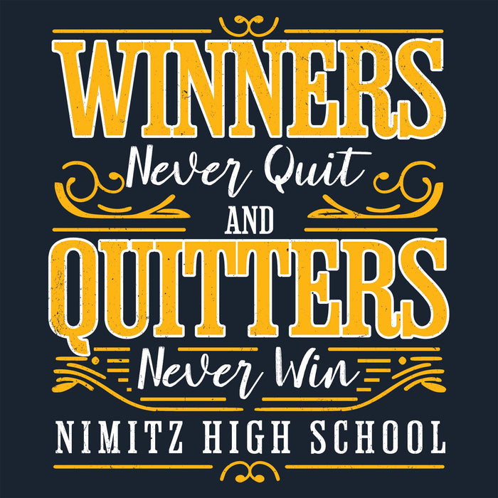 Close-up view of Nimitz High School Cougars Navy Blue Classic Unisex T-shirt 237