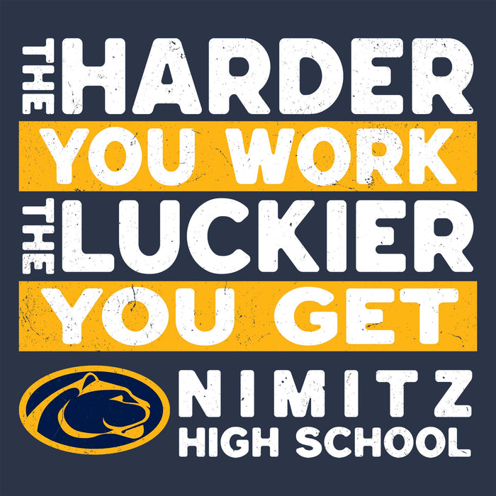 Close-up view of Nimitz High School Cougars Unisex 3/4 Sleeve Raglan T-shirt 238