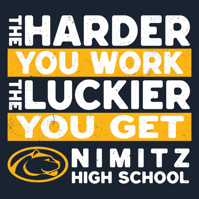 Close-up view of Nimitz High School Cougars Navy Blue Classic Unisex T-shirt 238