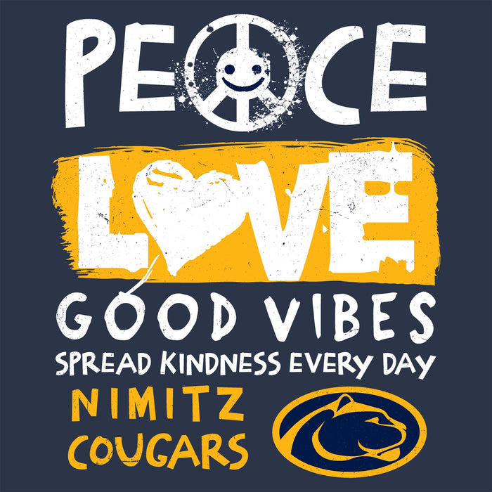 Close-up view of Nimitz High School Cougars Unisex 3/4 Sleeve Raglan T-shirt 240