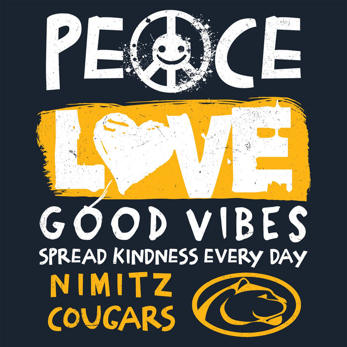 Close-up view of Nimitz High School Cougars Navy Blue Classic Unisex T-shirt 240