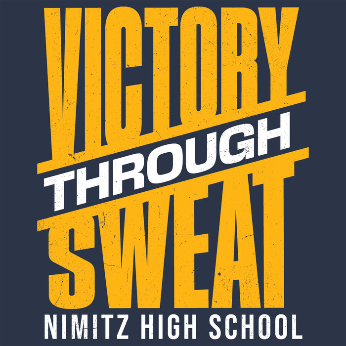 Close-up view of Nimitz High School Cougars Unisex 3/4 Sleeve Raglan T-shirt 241