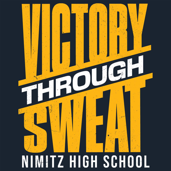 Close-up view of Nimitz High School Cougars Navy Blue Classic Unisex T-shirt 241
