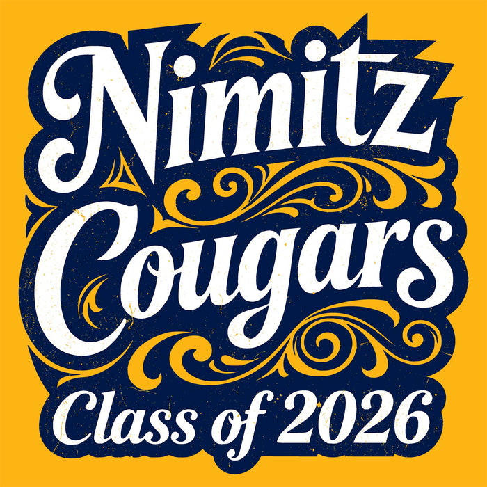 Close-up view of Nimitz High School Cougars Gold Classic Unisex T-shirt 253