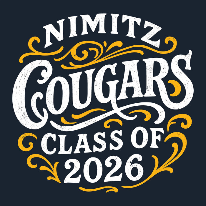 Design with 'Nimitz Cougars Class of 2026' text on a dark background - Classic t-shirt design 254