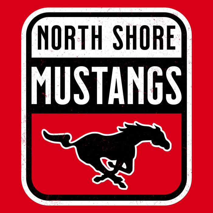 North Shore Mustangs logo with a running horse on a red background - Classic t-shirts Design 001