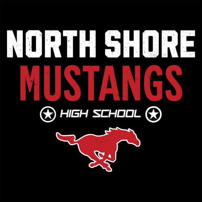 Close-up view of North Shore High School Mustangs Black Classic Unisex T-shirt 003