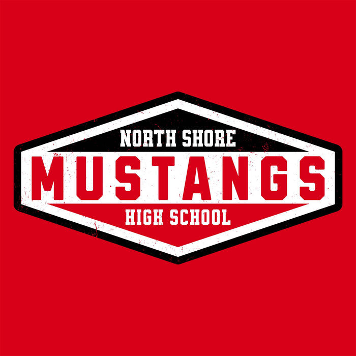 Close-up view of North Shore High School Mustangs Women's Red SoftStyle T-shirt 009