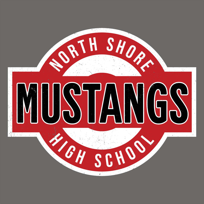 Close-up view of North Shore High School Mustangs Dark Grey Classic Unisex T-shirt 011