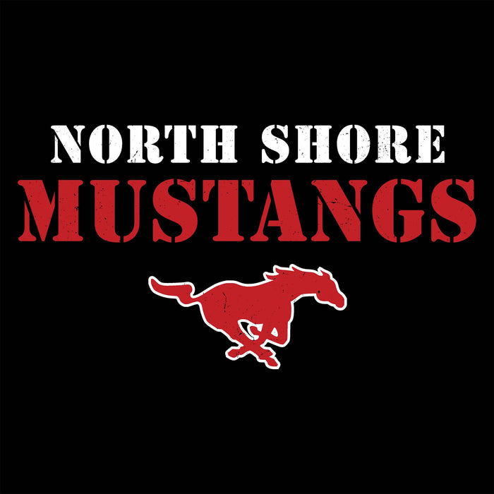 Close-up view of North Shore High School Mustangs Black Classic Unisex T-shirt 017