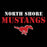 Close-up view of North Shore High School Mustangs Women's Black SoftStyle T-shirt 017