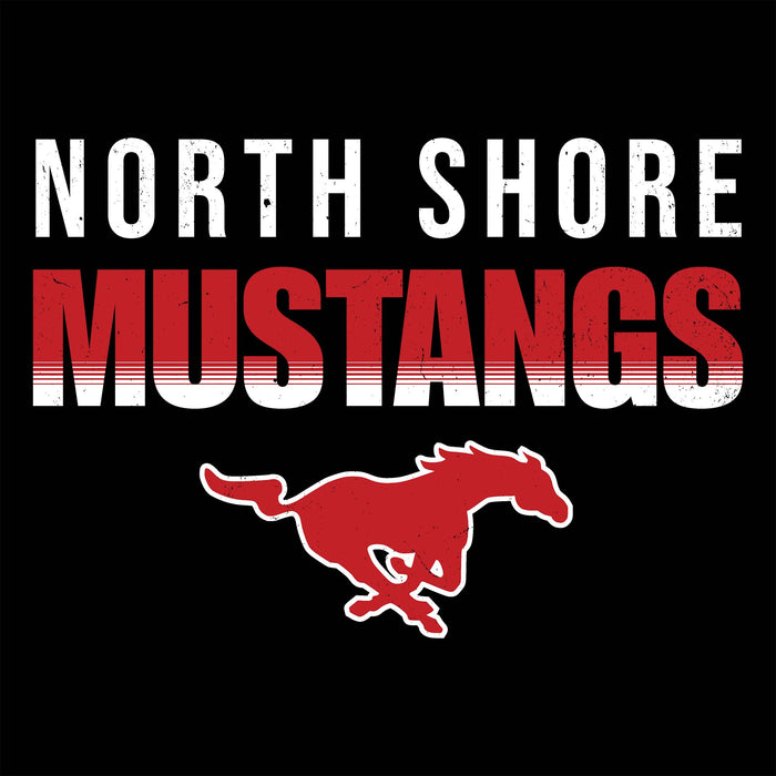 North Shore Mustangs logo with a red horse on a black background - Ragland baseball t-shirt design 024