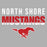 Close-up view of North Shore High School Mustangs Women's Grey SoftStyle T-shirt 024