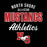 Close-up view of North Shore High School Mustangs Unisex 3/4 Sleeve Raglan T-shirt 034