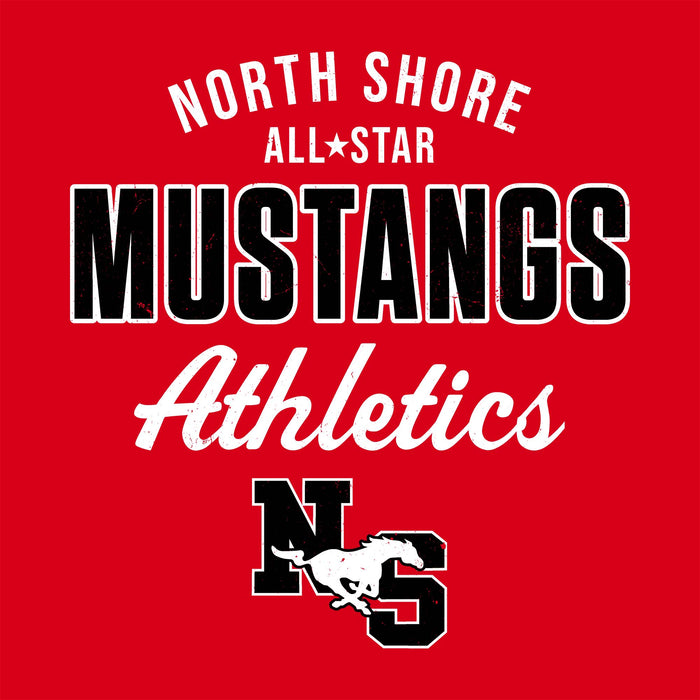 Close-up view of North Shore High School Mustangs Red Classic Unisex T-shirt 034