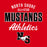 Close-up view of North Shore High School Mustangs Women's Red SoftStyle T-shirt 034