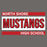 Close-up view of North Shore High School Mustangs Dark Grey Classic Unisex T-shirt 098